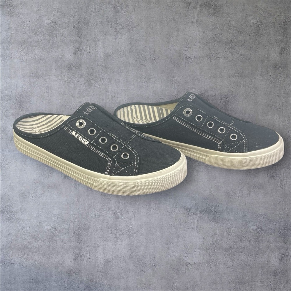 Taos Black EZ Soul Canvas Slip On Sneakers Low Top Comfort Womens 8 Beach Preppy